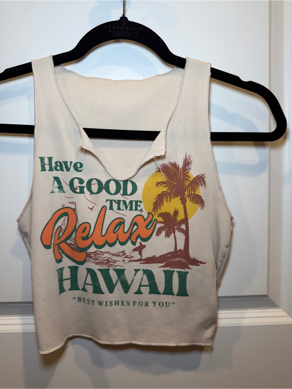Relax Hawaii Graphic Tank Top - Cream